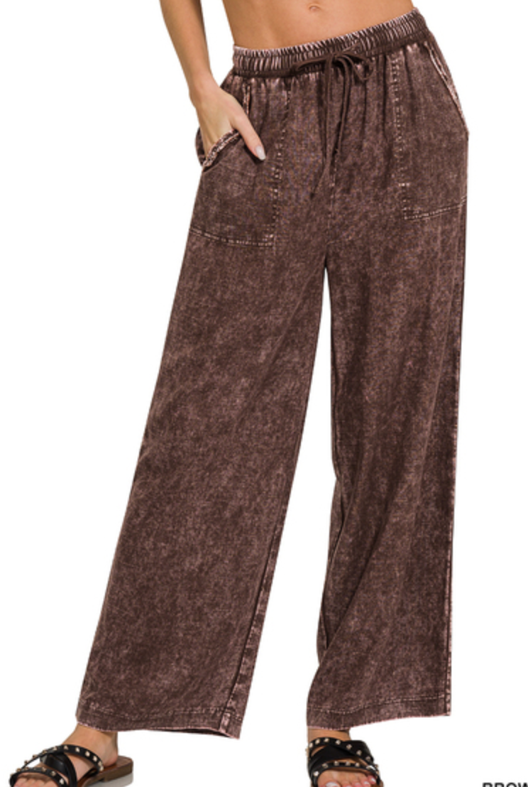LINEN PANT-ACID WASH ELASTIC