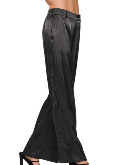 SATIN PANTS-WIDE LEG