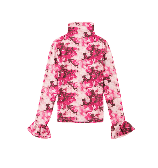 FLORAL MESH MOCKNECK TOP
