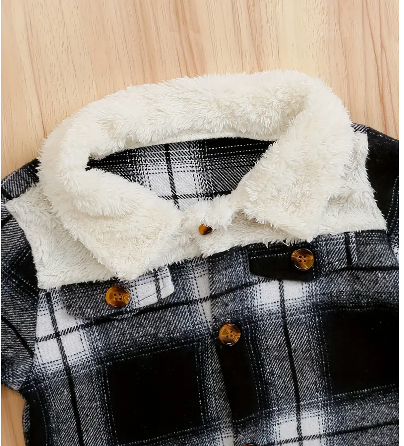 KIDS PLAID FLEECE SHACKET