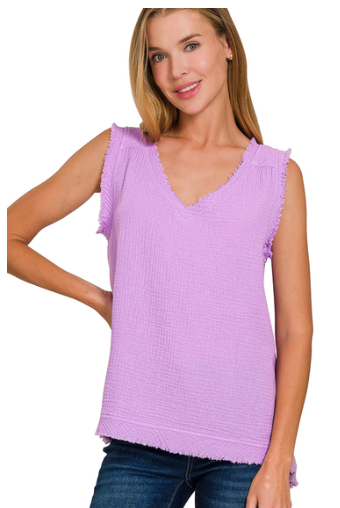 GAUZE RAW EDGE TANK