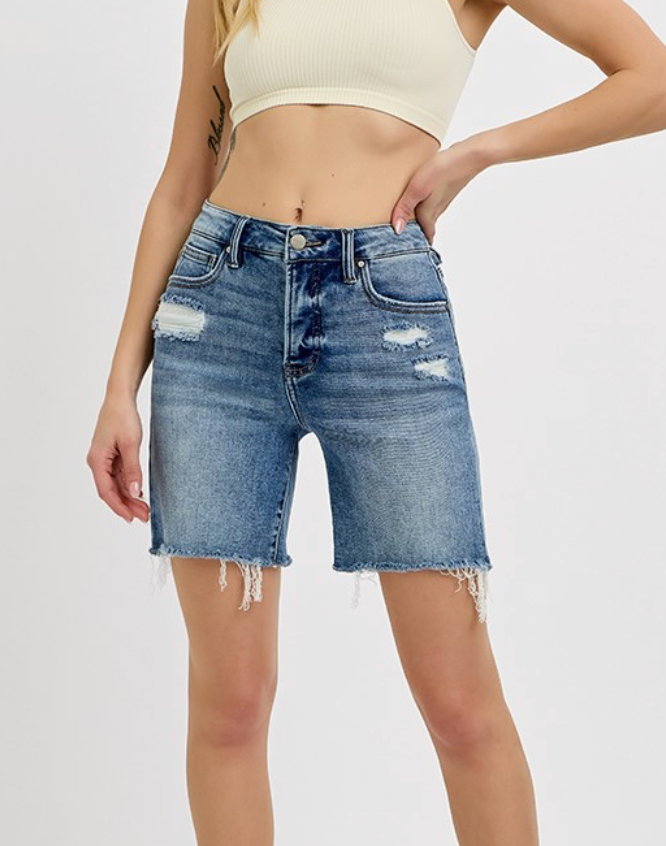 HR TUMMY LOOSE DENIM SHORT