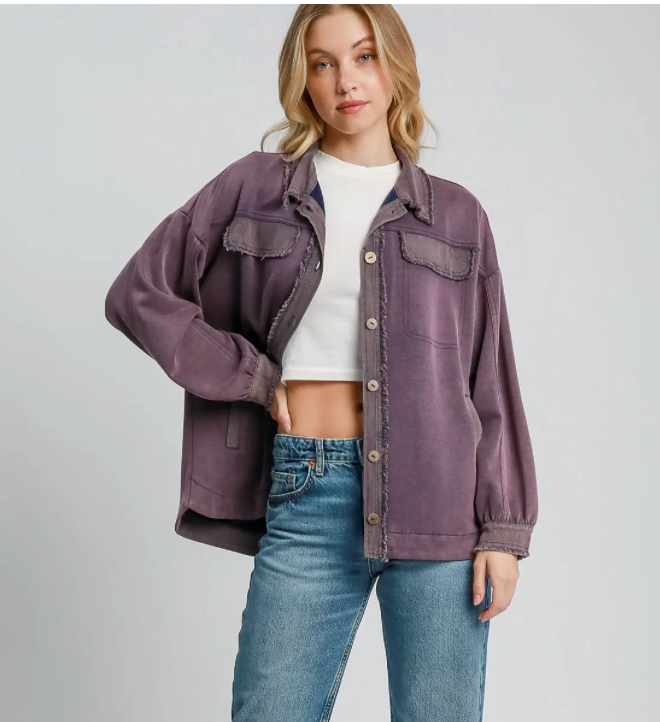 LUXEKNIT SHACKET FRAY EDGE