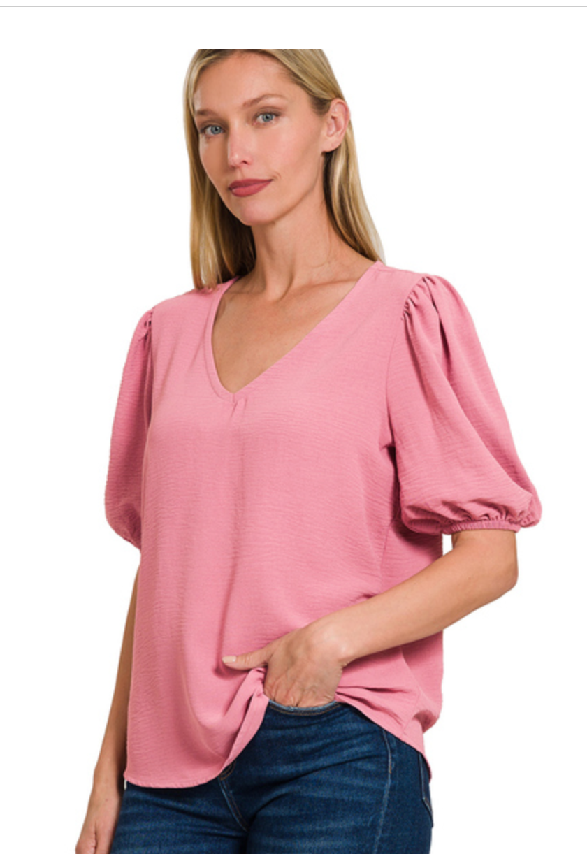 AIRFLOW VNECK PUFFSLV