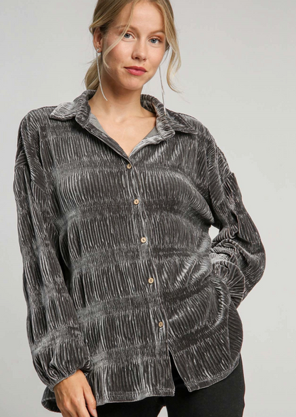 TIERED SMOCKED VELVET TOP