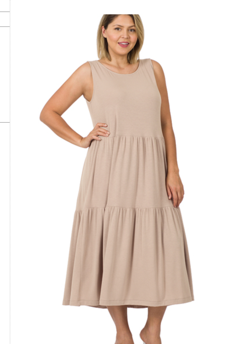 SLVLSS TIERED MIDI DRESS