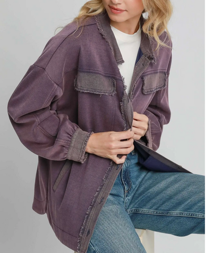 LUXEKNIT SHACKET FRAY EDGE