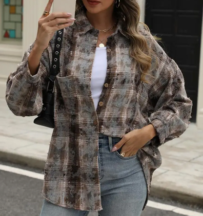 PLAID SHACKET CHCK'D RIPPED