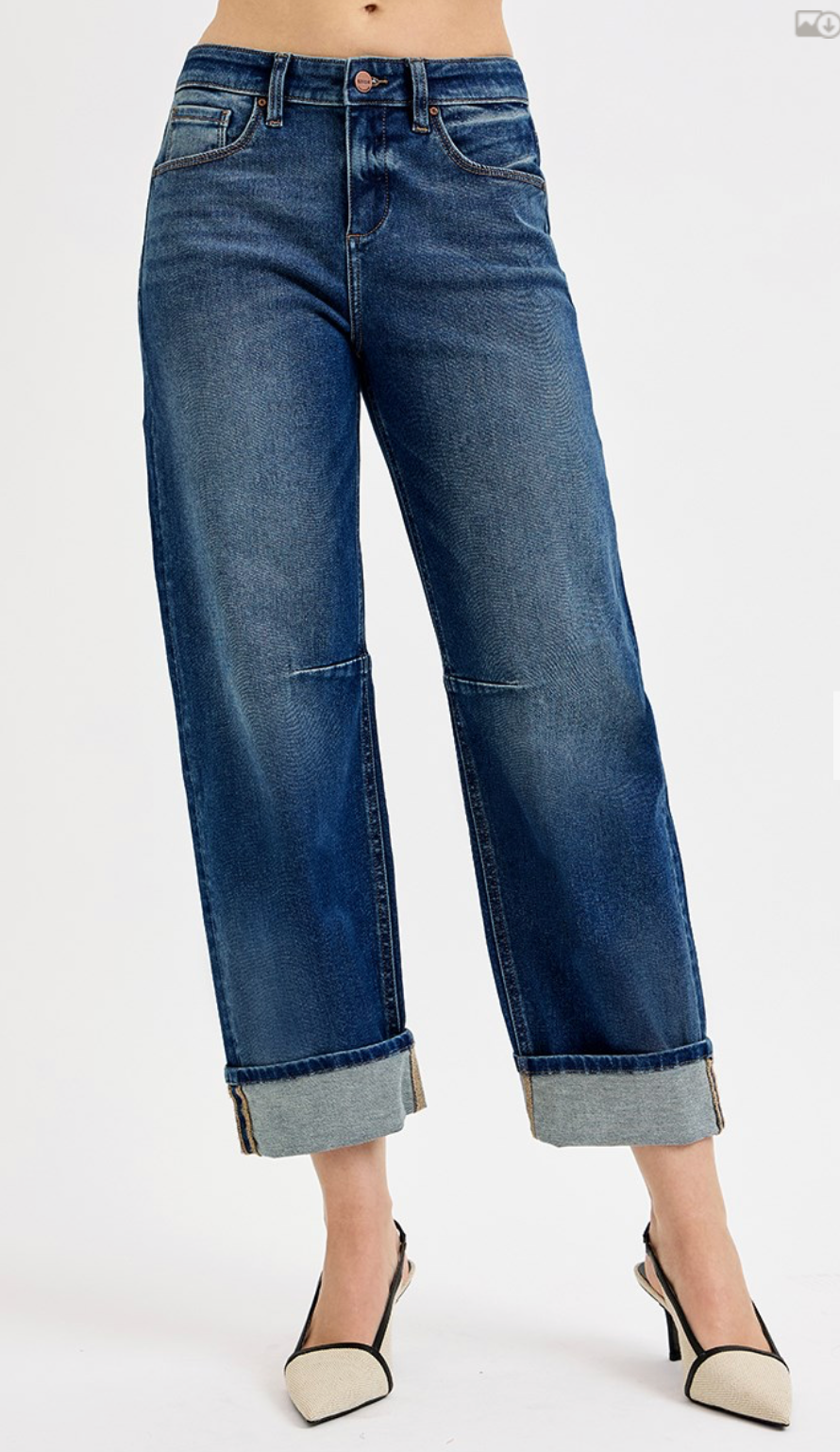 SLOUCHY CROP BARREL CUFF JEANS