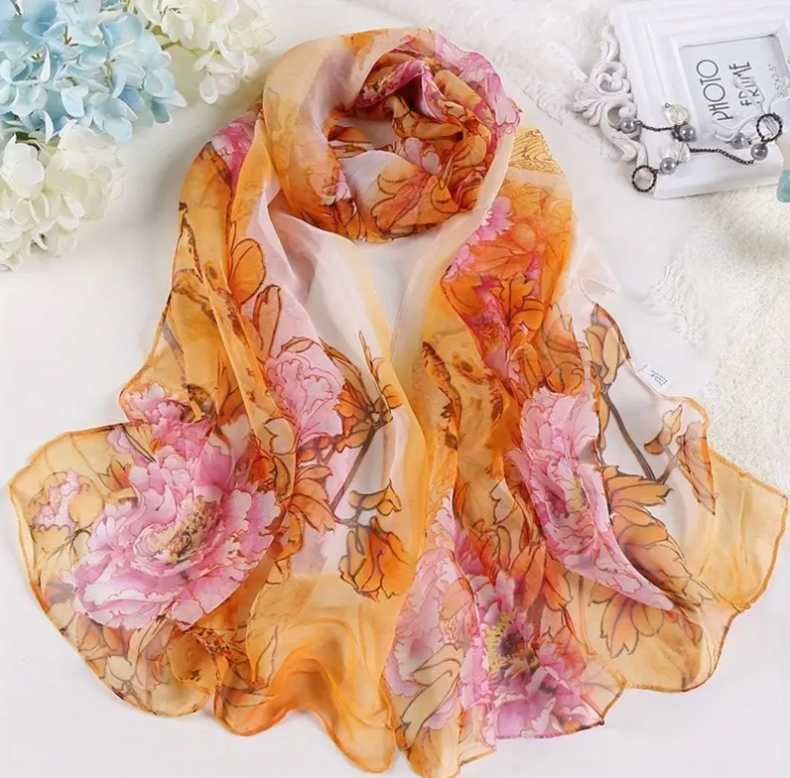 PEONY PATTERN SCARF