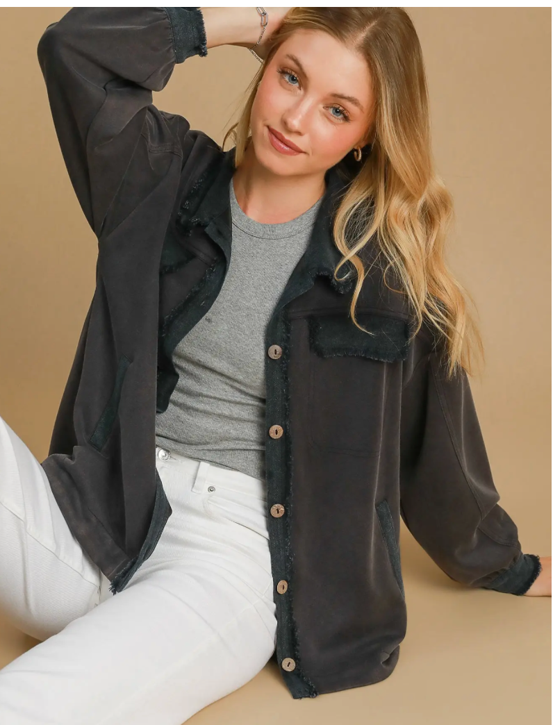 LUXEKNIT SHACKET FRAY EDGE