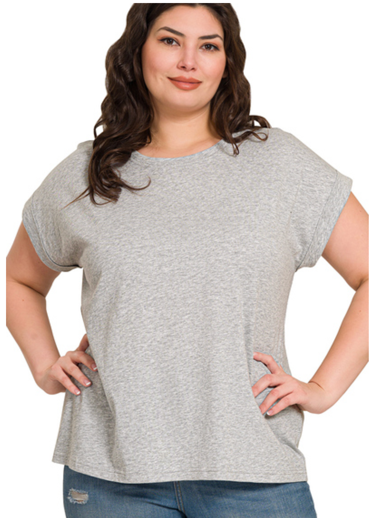 COTTON RD NK FOLDED S/SLV TEE