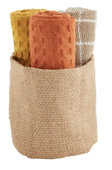 JUTE TOWEL BUCKET SET