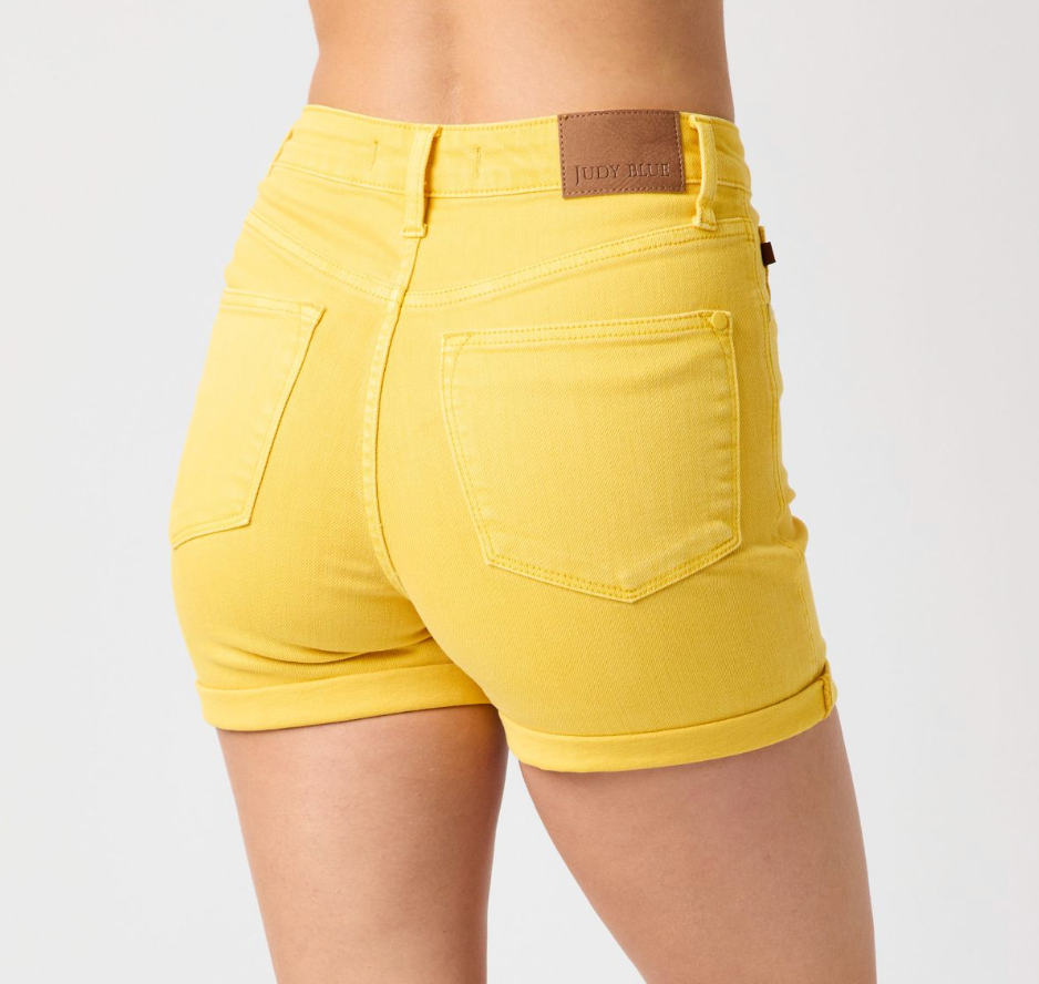 HR TUMMY CONTR DENIM SHORTS