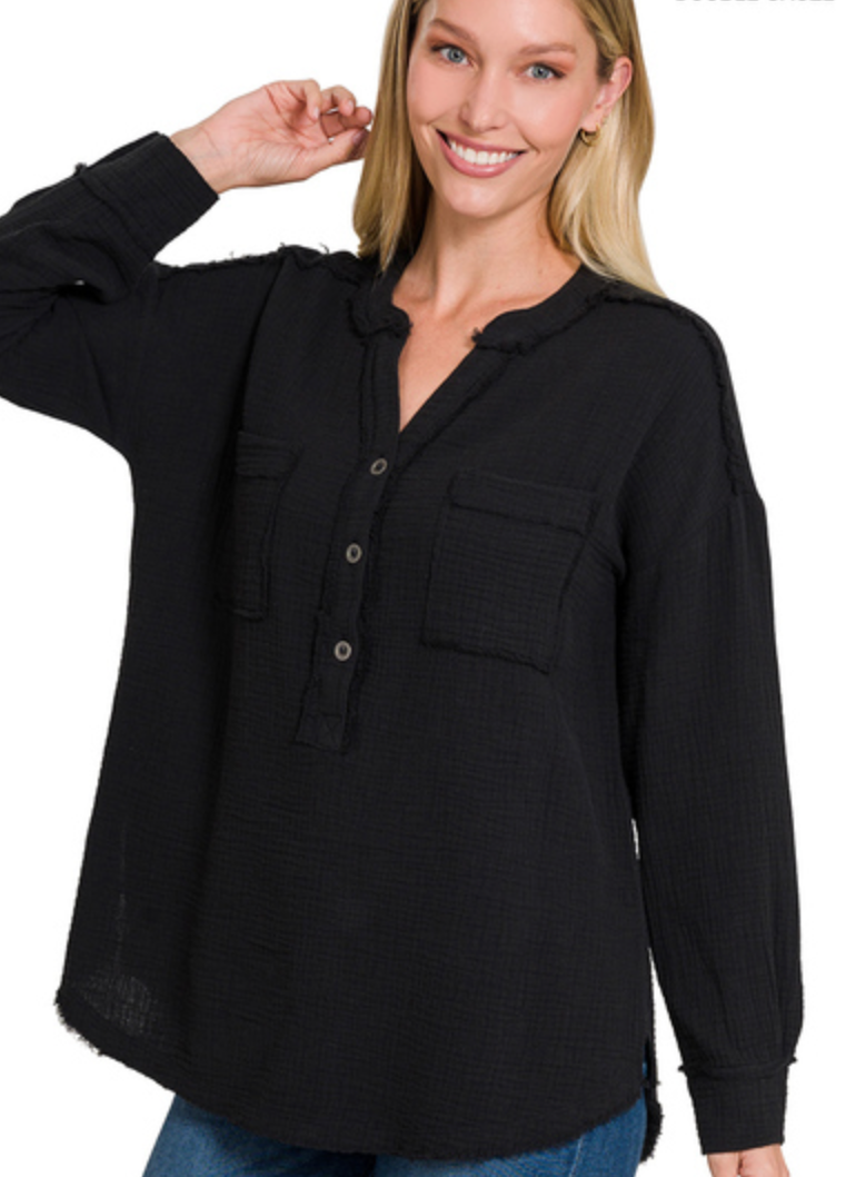 3/4 BUTTON HENLEYNECK
