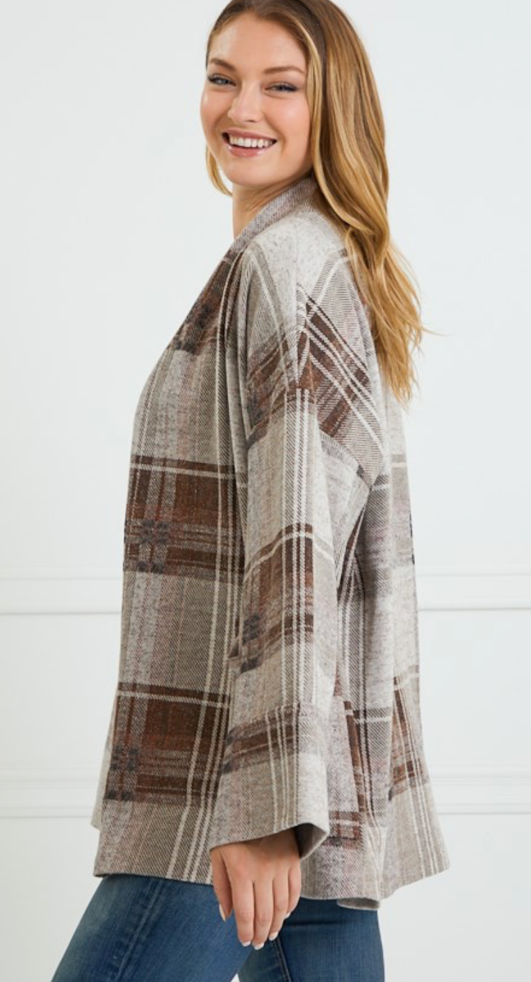 PLAID CARDIGAN WITH POCKETS