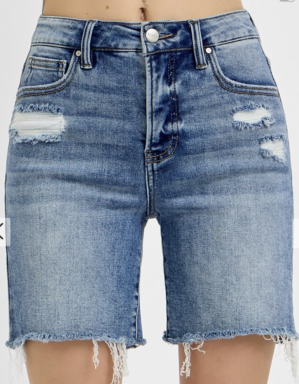 HR TUMMY LOOSE DENIM SHORT