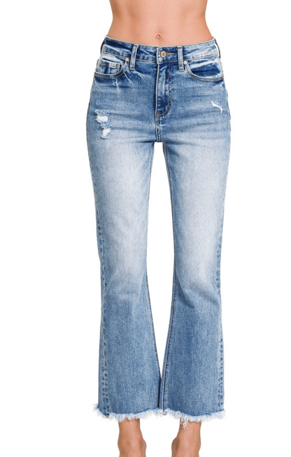 HR STRAIGHT RAW HEM CROP