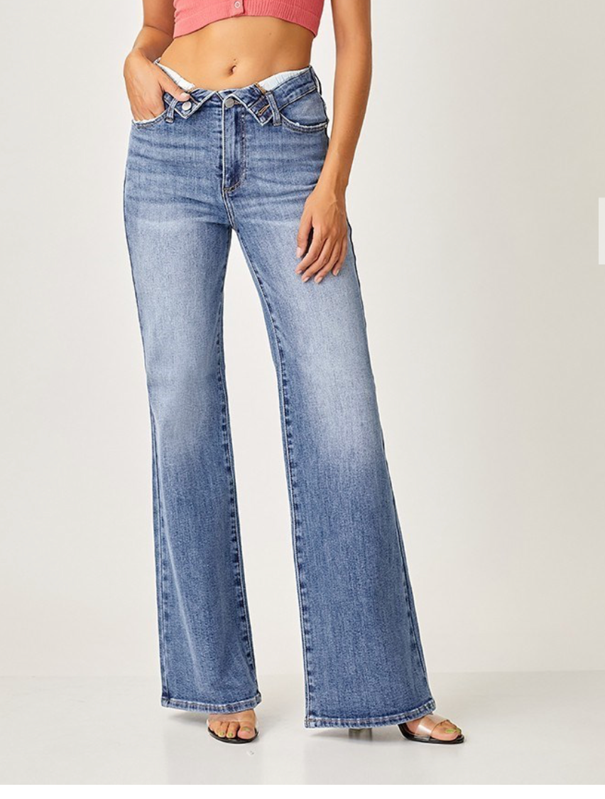 MR FLAP SLIM WIDE LEG JEANS