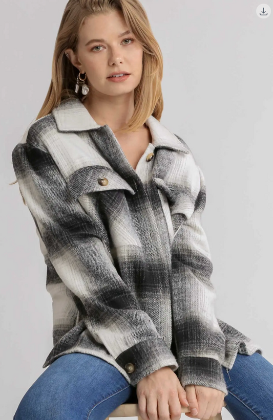 PLAID FRONT POCKET SHACKET