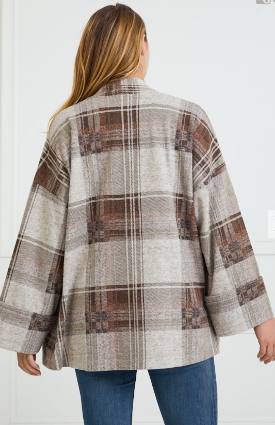 PLAID CARDIGAN WITH POCKETS