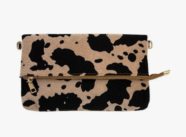 ANIMAL PRINT FOLD OVER CROSSBODY