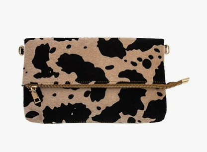 ANIMAL PRINT FOLD OVER CROSSBODY