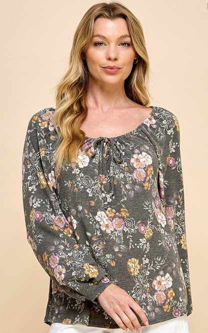 FLORAL L/SLV TOP