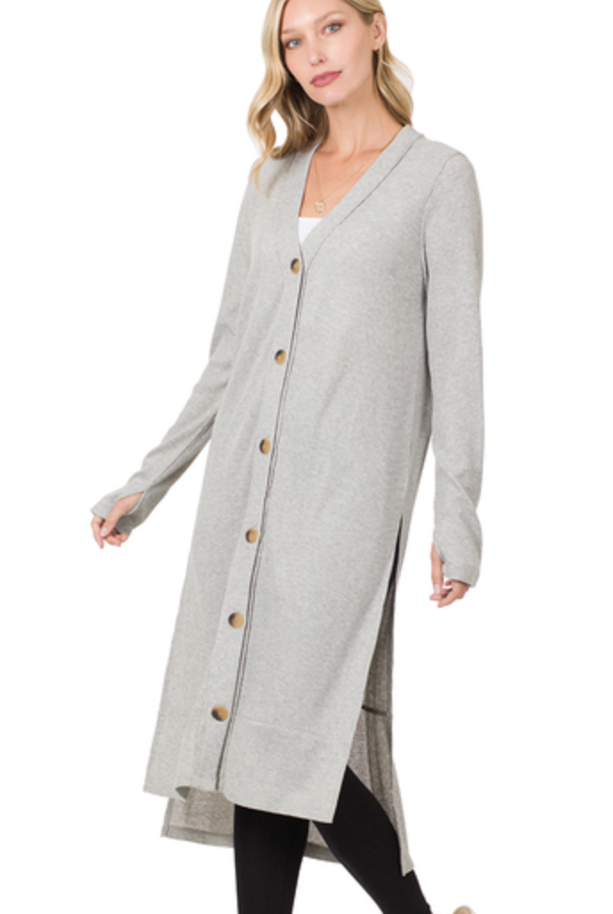 RIBBED LONG CARDIGAN