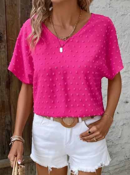 SWISS DOT VNECK TOP