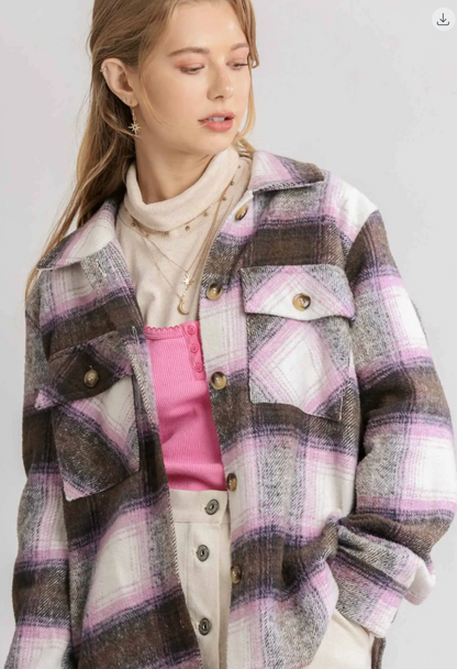 PLAID FRONT POCKET SHACKET