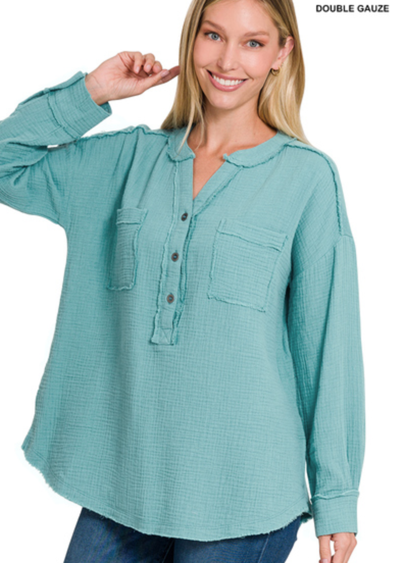 3/4 BUTTON HENLEYNECK