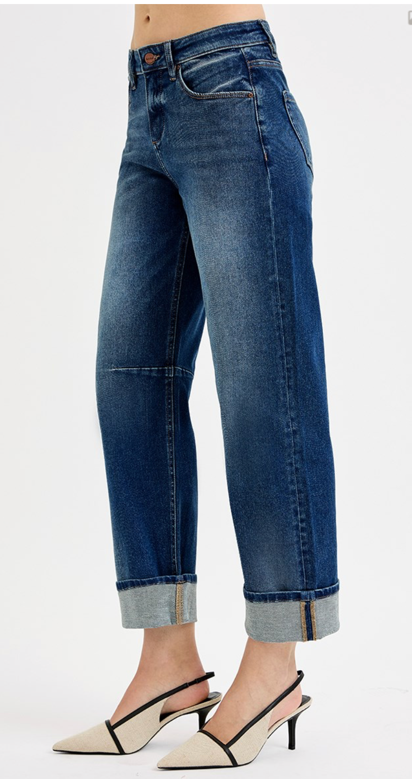 SLOUCHY CROP BARREL CUFF JEANS