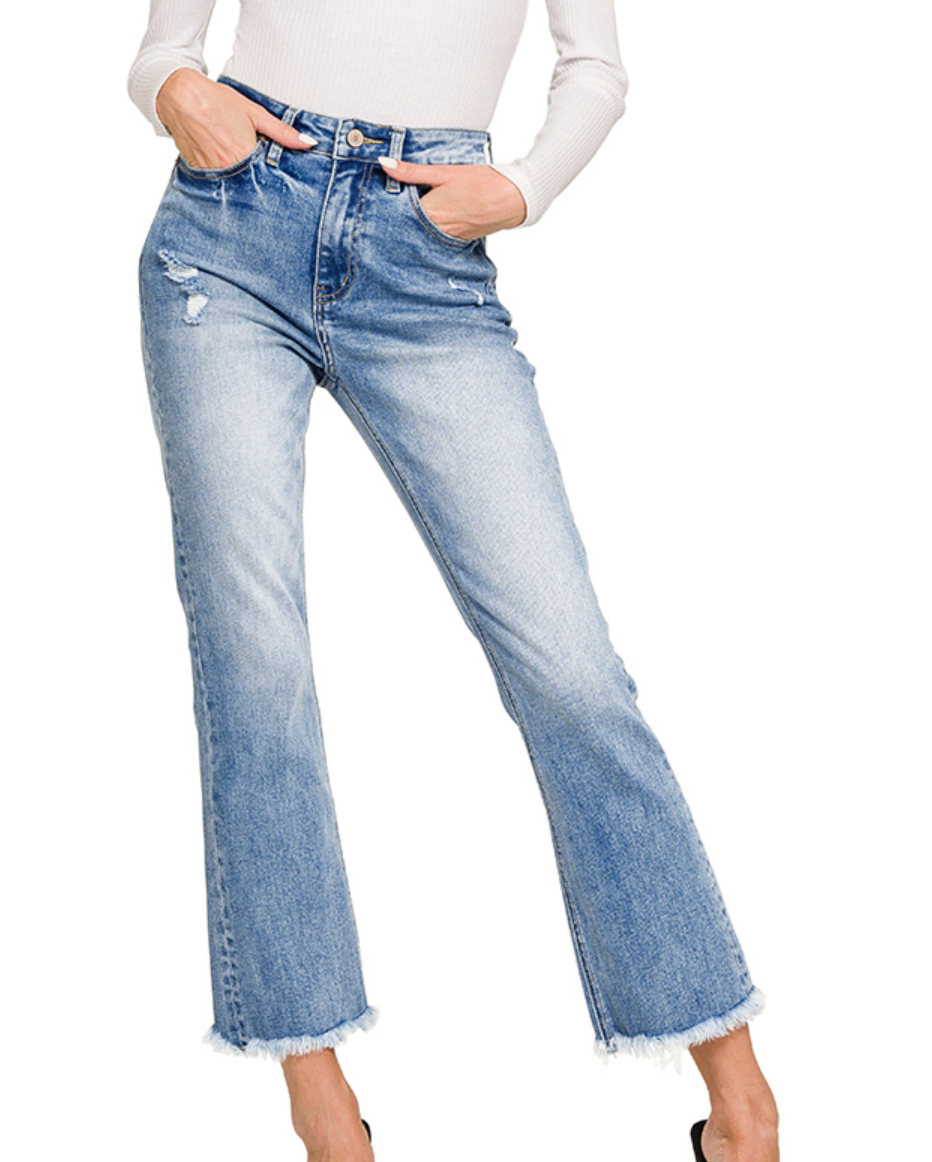 HR STRAIGHT RAW HEM CROP