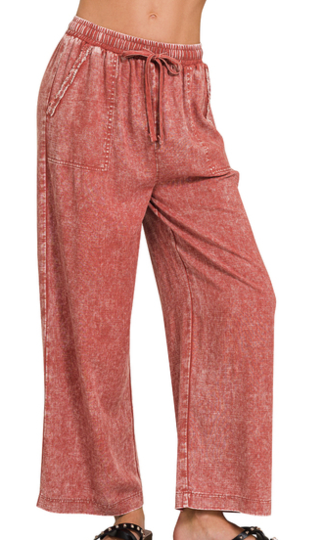 LINEN PANT-ACID WASH ELASTIC