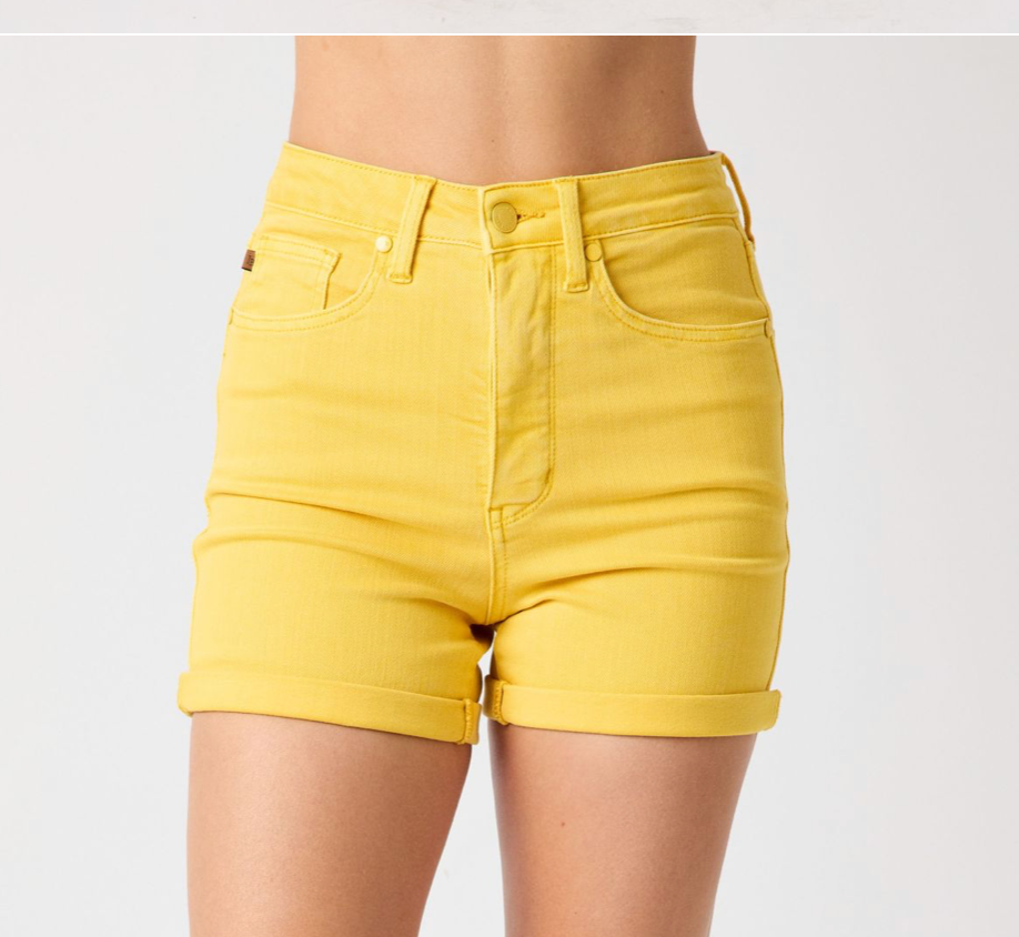 HR TUMMY CONTR DENIM SHORTS