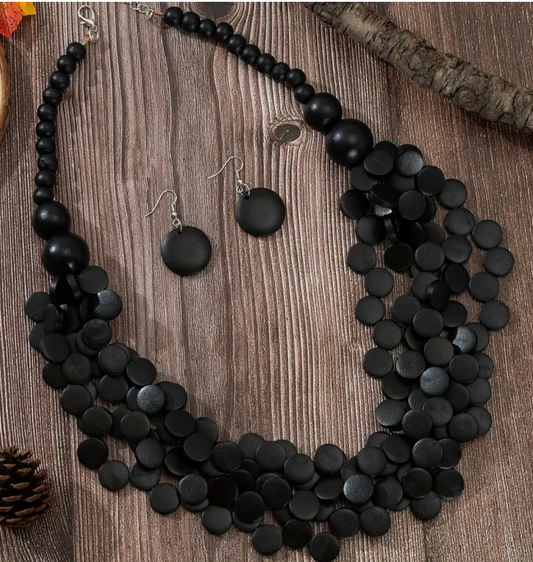 COCONUT DISK/BEAD W/EARRING