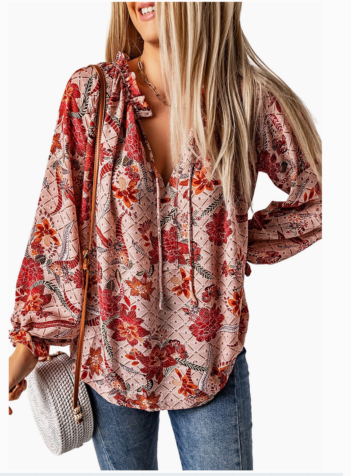 SPLIT VNECK PRINTED