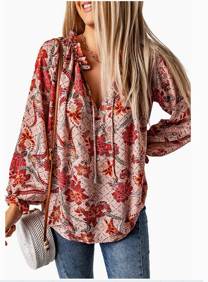 SPLIT VNECK PRINTED