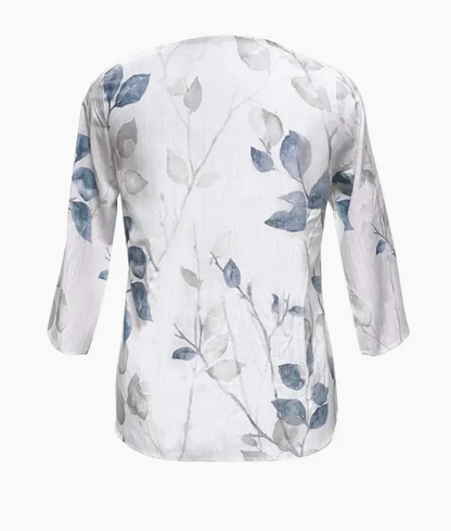 LEAF PRINT 3/4 SLV BLOUSE