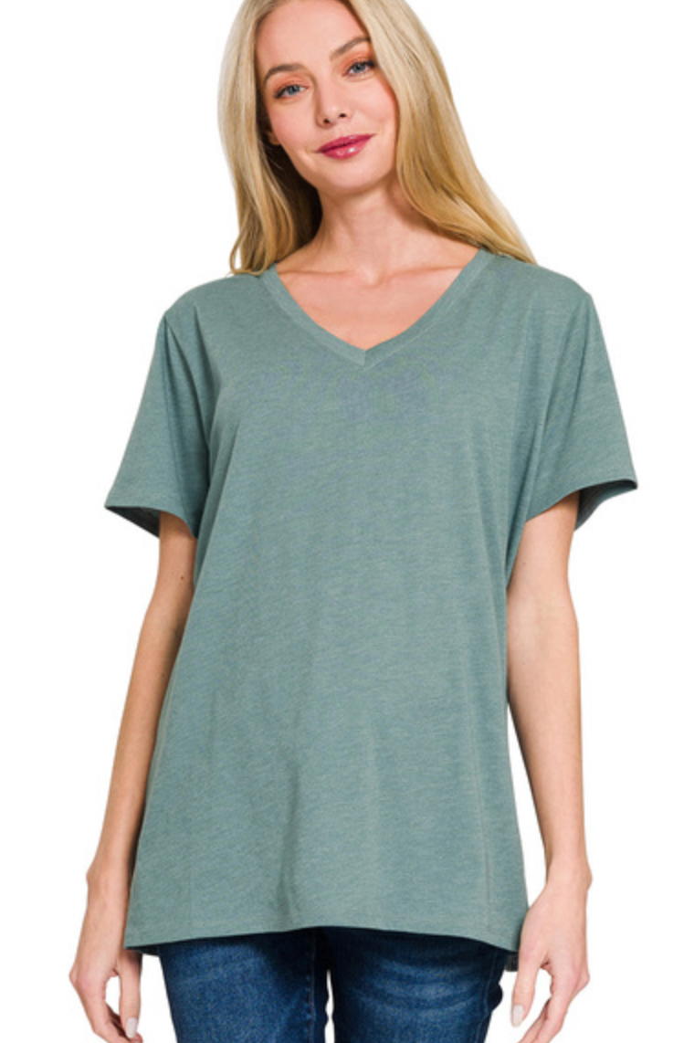 COTTON BF OVERSIZED V-NK TEE