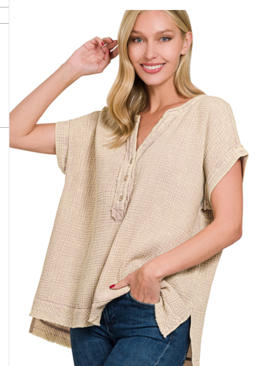 3/4 BUTTON HENLEYNK SHIRT