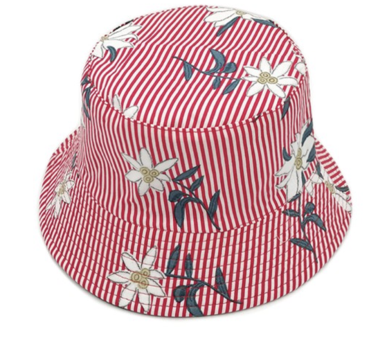 MAGNOLIAS/STRIPES REVERSIBLE BUCKET HAT