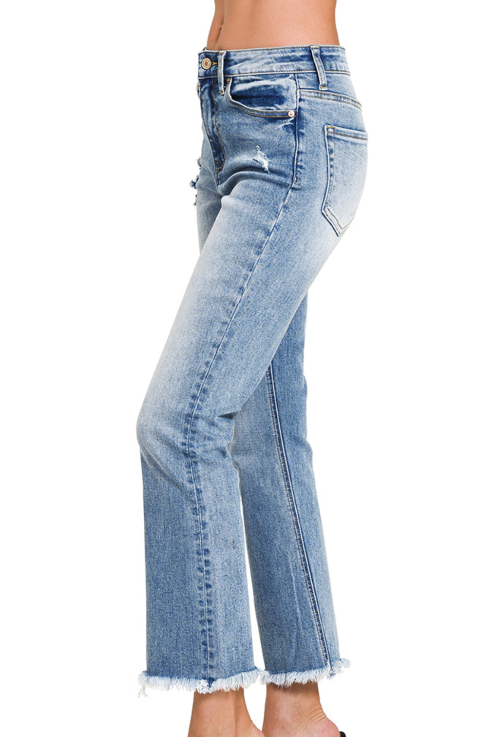 HR STRAIGHT RAW HEM CROP