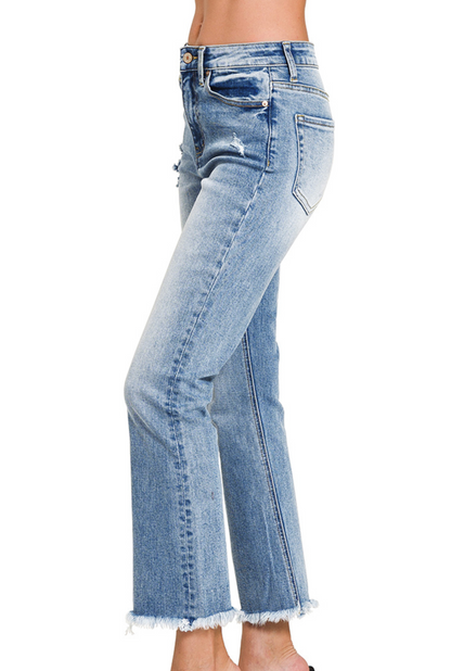 HR STRAIGHT RAW HEM CROP