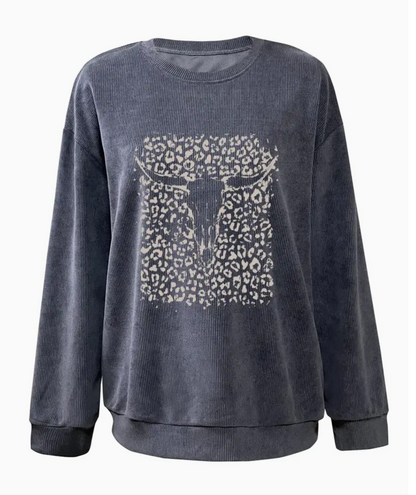 COWSKULL CORDED CREW