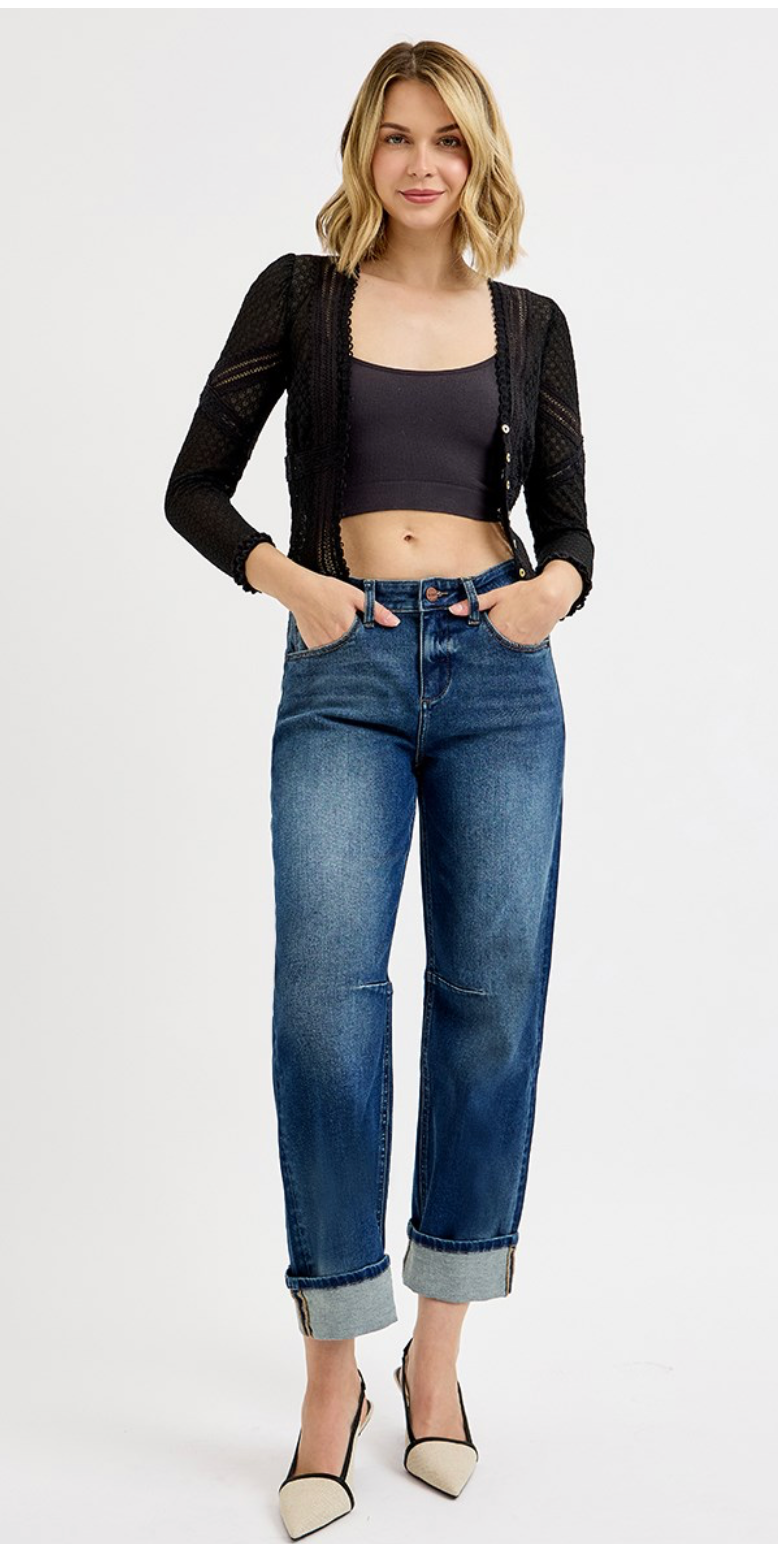 SLOUCHY CROP BARREL CUFF JEANS