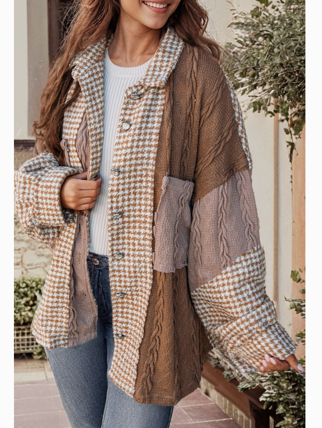 HOUNDSTOOTH PTCHWRK SHKT