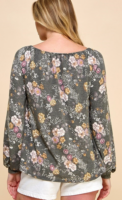 FLORAL L/SLV TOP
