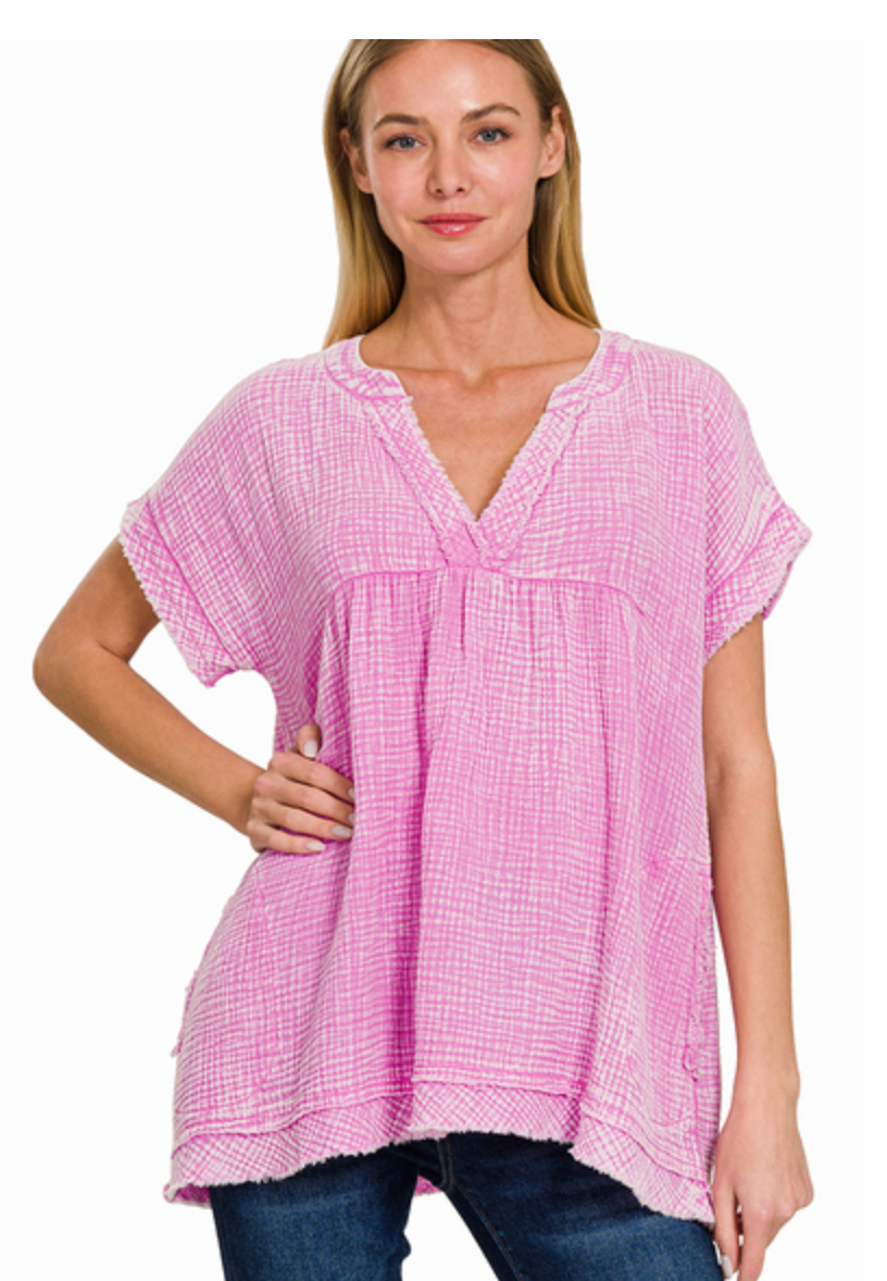 WASHD GAUZE S/SLV  SHIRT